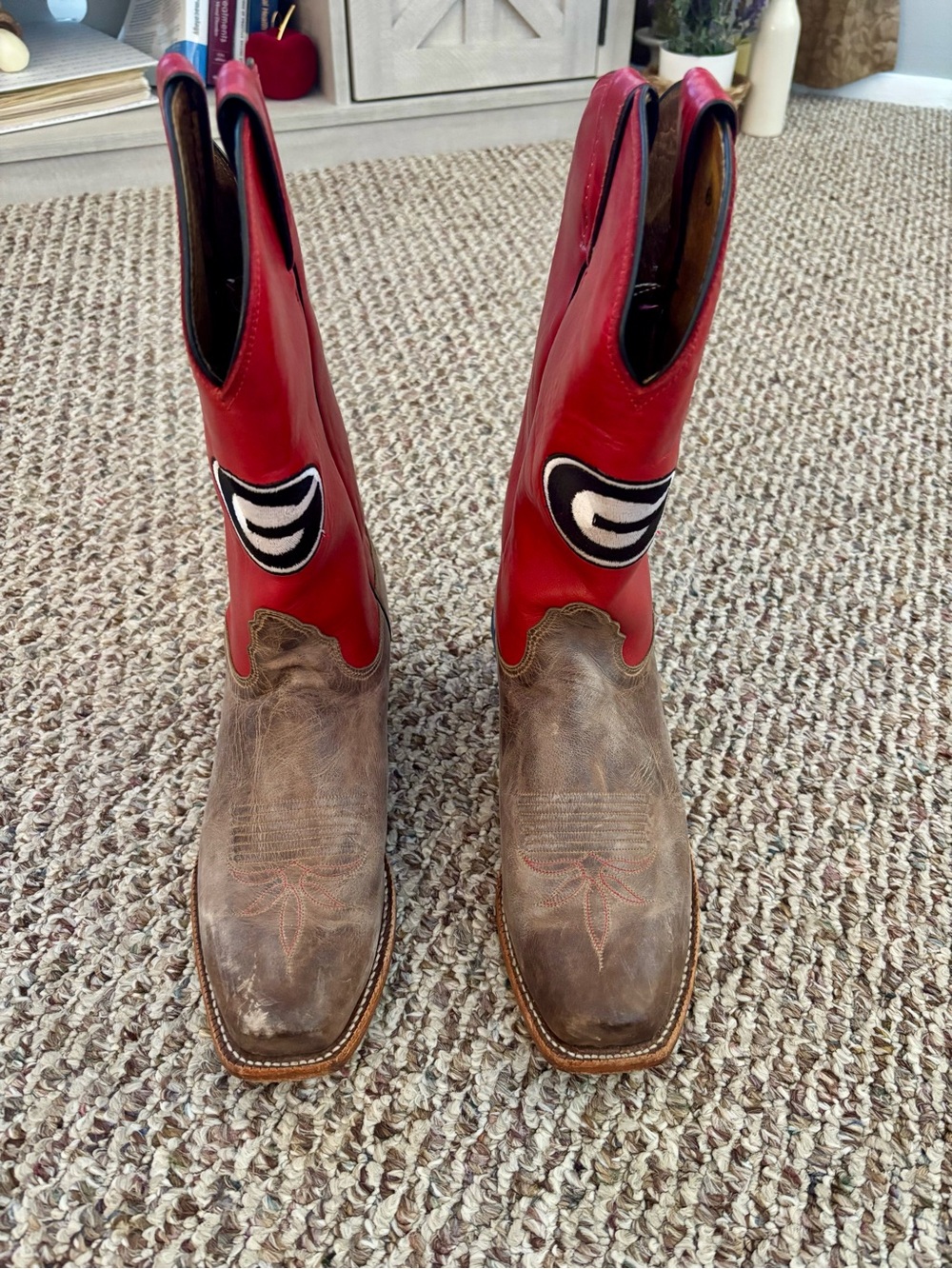 Nocona university of Georgia women’s Two-Tone Red & Brown Western Cowboy Boot